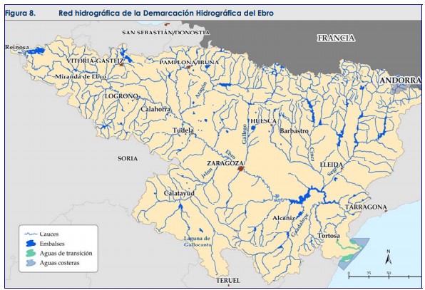 Red Hidrográfica de la Demarcación Hidrográfica del Ebro