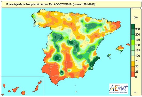 Agosto de 2019 en España, el 5º agosto consecutivo con temperaturas más  altas de lo normal | iAgua