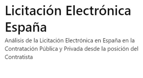 licitación electrónica España: Consulta Preliminar Mercado